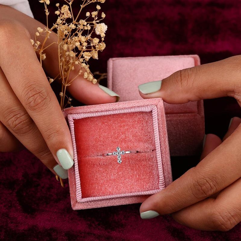 Huitan Шикарные кольца-кресты с кубическим цирконием Цветные Модные женские аксессуары Простые Стильные Свадебные кольца Заявление Ювелирные изделия