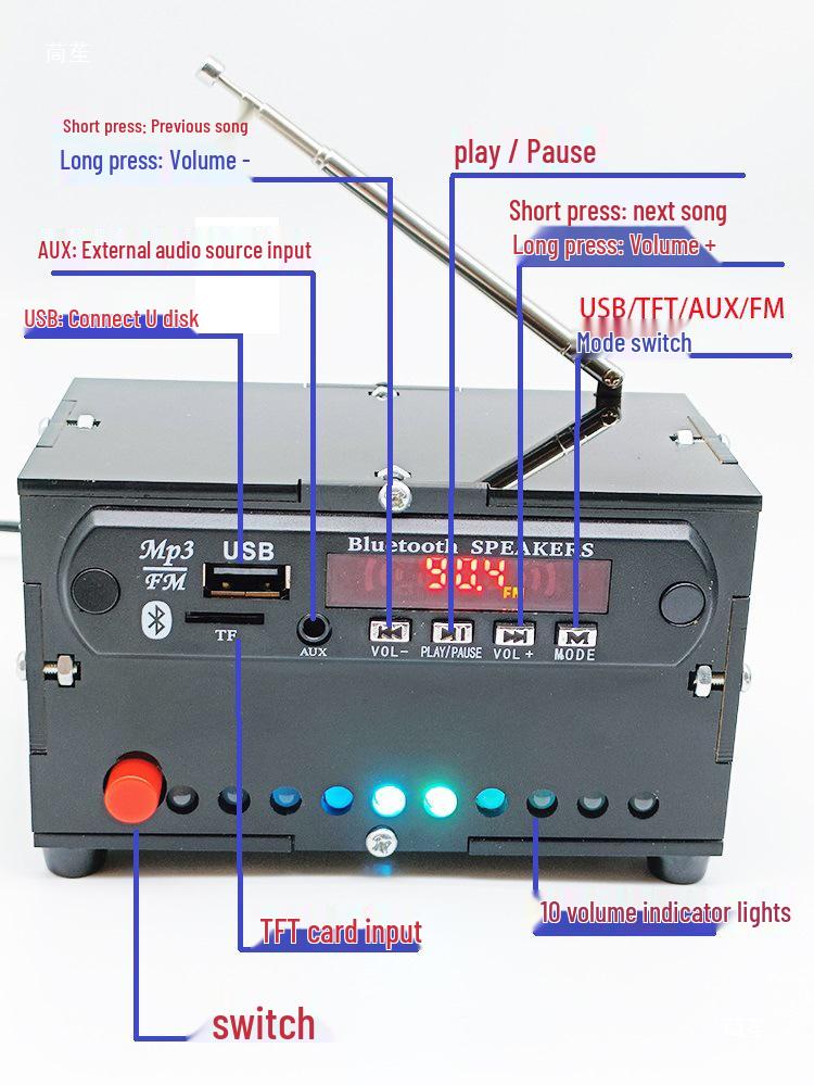 Набор для сборки FM-радио с Bluetooth, индикатором питания и поддержкой TFT/USB-накопителя