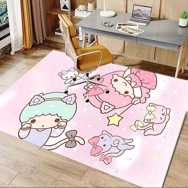 Office Rug Little Twin Stars, Sanrio Characters Anti-Slip Rug, Machine Washable for Living Room, Bedroom, Office, Multiple Sizes, Bedroom Mat, Decorat