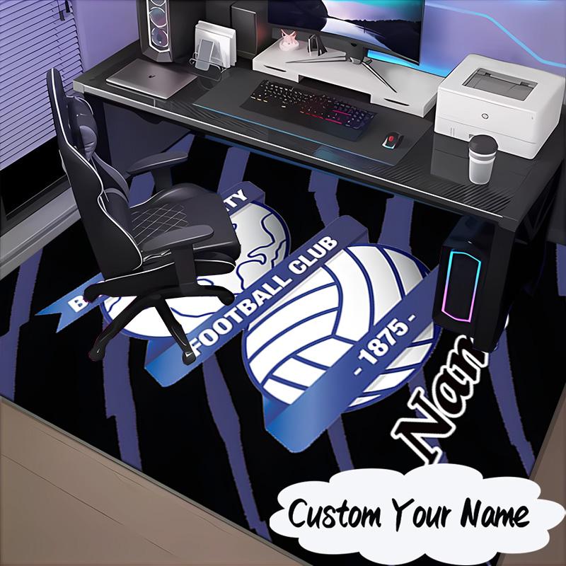 Custom Name Birmingham Football Crest Rug for Living Room, Game Rooms, Office, Bedroom, Floor Mat Playful Design, fan gifts Christmas decor