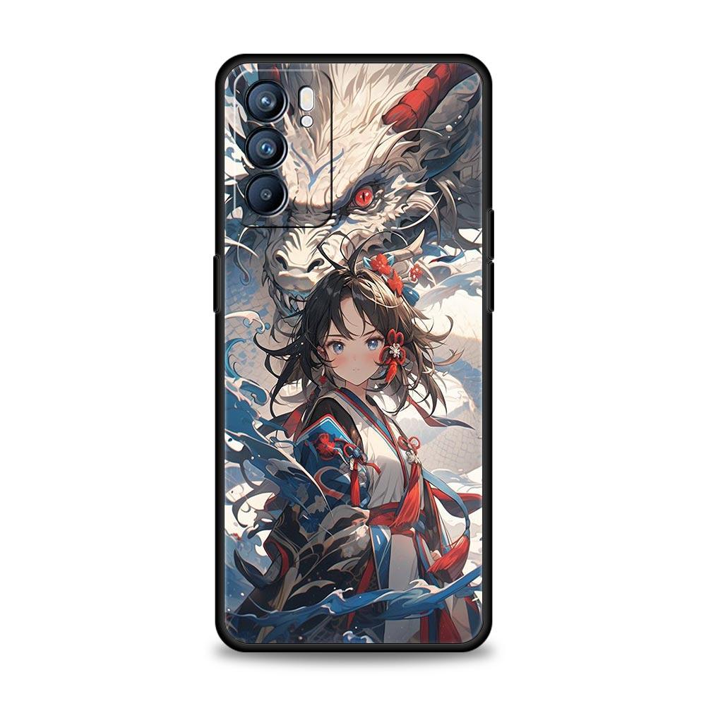 Чехол Для Oppo A54 A53 A52 A9 A15 A95 A17 A16 A76 A74 A57 Find X6 X5 Reno8 Reno7 Reno6 Pro 5G Обложка Genshin impact дракон Genshin
