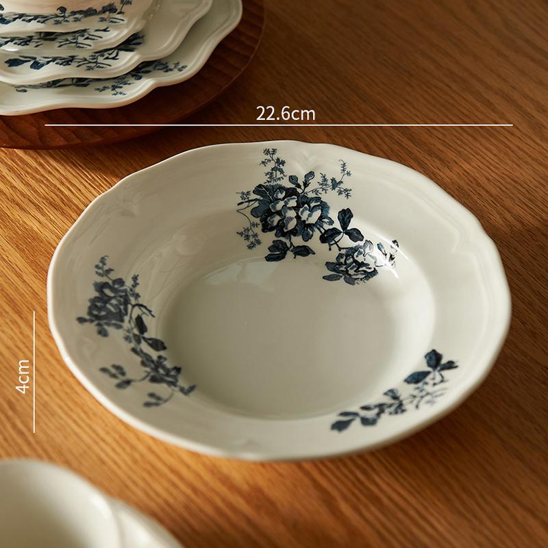 Легкая роскошная высококачественная обеденная тарелка во французском стиле, круглые керамические тарелки, бытовые изысканные миски, блюда для ресторанов, столовые приборы