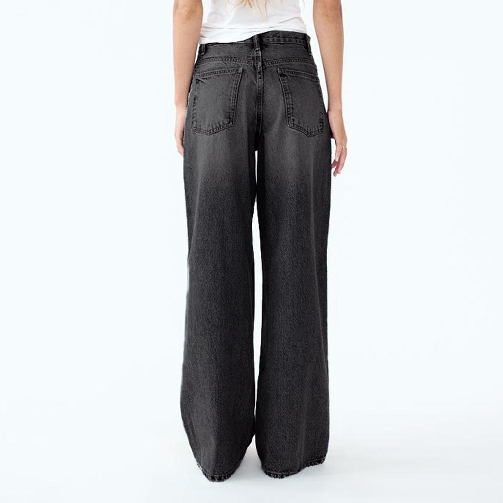 Женские свободные модные джинсы с высокой талией в стиле ретро с широкими штанинами для улицы