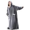 Wearable Blanket Hoodie for Adults Women Men Oversized Sherpa Fleece Sweatshirt Blanket Cozy Plush Flannel Nightgown with Pockets