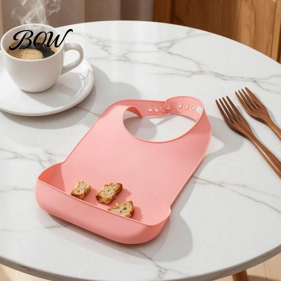 Stain Resistant Adult Bibs Silicone Bib, with Deepened Food Catcher Design, 6-level Adjustable Durable for Eating Buckle Neck Waterproof Washable Soft