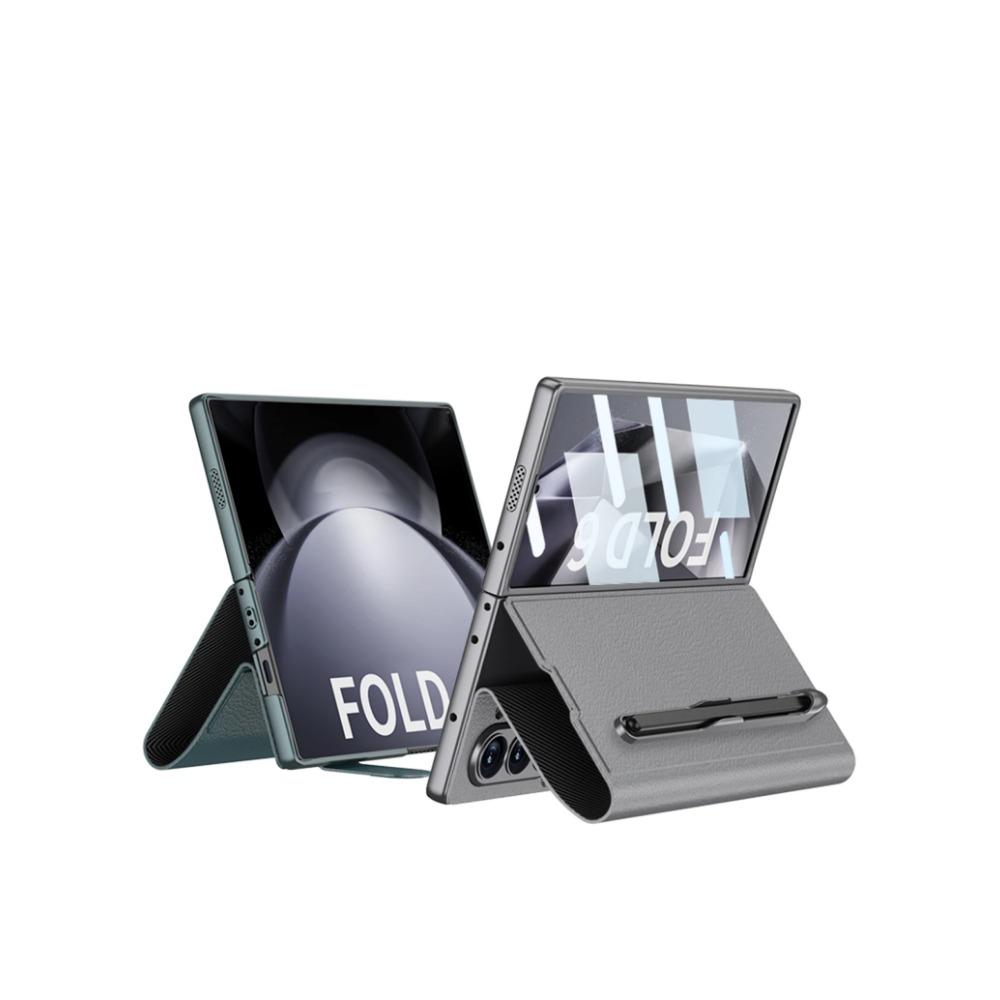 Роскошный чехол из искусственной кожи для телефона Samsung Galaxy Z Fold 6 с функцией защиты экрана и сенсорным пером