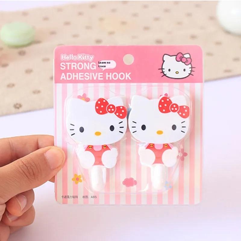 2 шт./комплект Крючки настенные самоклеящиеся Hello Kitty Милый котик Kt Вешалка для ключей сумки Для кухни ванной двери стены Аксессуары для хранения