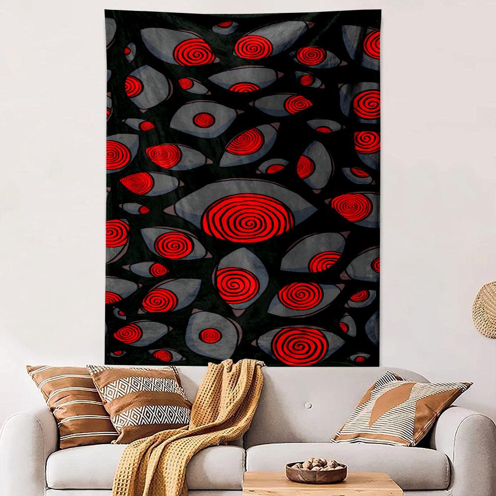 Sharingan Red Eyes Repeat Pattern Wall Tapestry Naruto Anime Fan Art Decor for Bedroom Game Room Gift