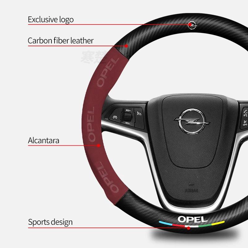 Для Opel OPCline ASTRA CORSA INSIGNIA MOKKA VECTRA GTC Tigra Автомобильные Аксессуары: Чехол на Руль из Углеродного Волокна и Замши