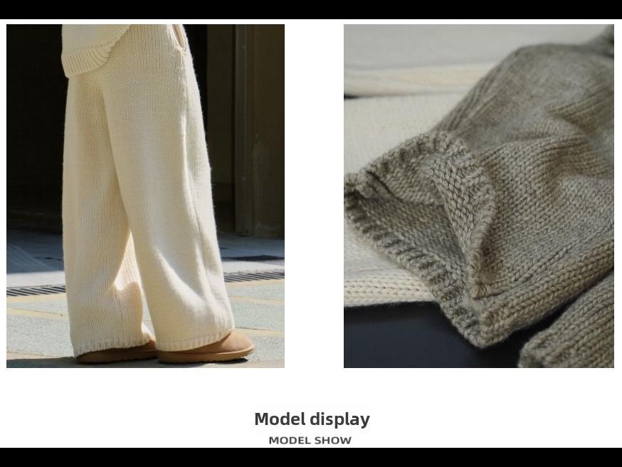 Женские повседневные брюки из плотной шерстяной трикотажной ткани - зимние в японском ретро-стиле, свободный силуэт, утягивающие, теплые.