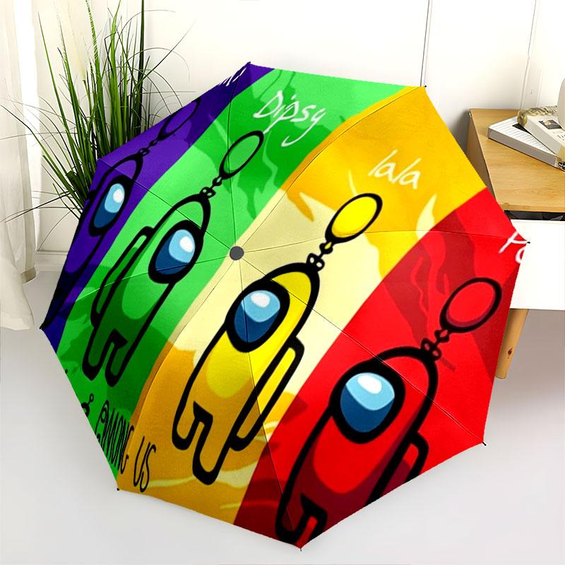 1 PC Automatic Folding Umbrella - Among Us Custom Name Pattern, Portable & Foldable Design with 8 Ribs, Christmas Birthday Gifts