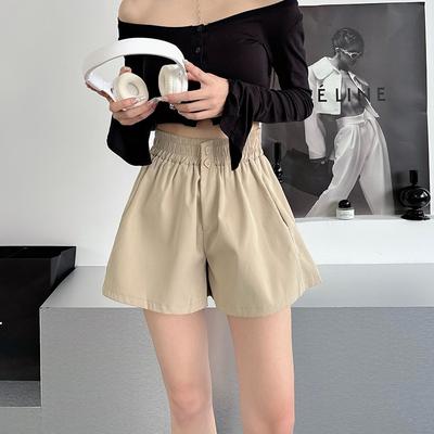 Черные повседневные брюки, шорты с эластичной талией, женский костюм с высокой талией, летние свободные узкие широкие брюки Niche Design