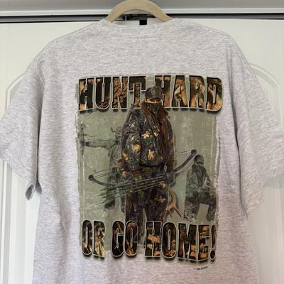 Новая Винтажная футболка Buck Wear 1999 года с принтом «Охоться усердно или уходи домой» 90-е Охота Охотник