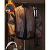 American short pu padded thickened men's leather jacket autumn high-end ruffian handsome stand-up collar jacket baseball motorcycle clothing