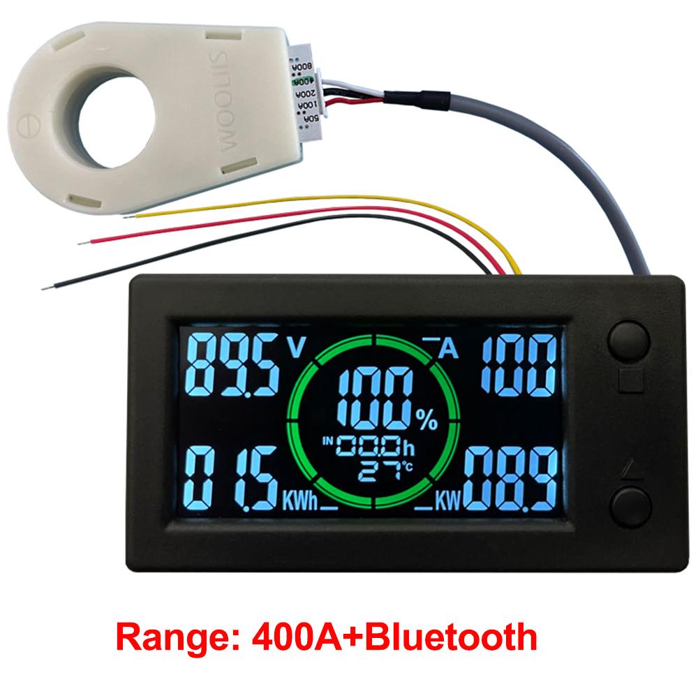 50A 100A 200A 400A STN LCD Hall Coulomb Meter Counter Voltage Current Capacity Power Indicator Display Battery Monitor For Car