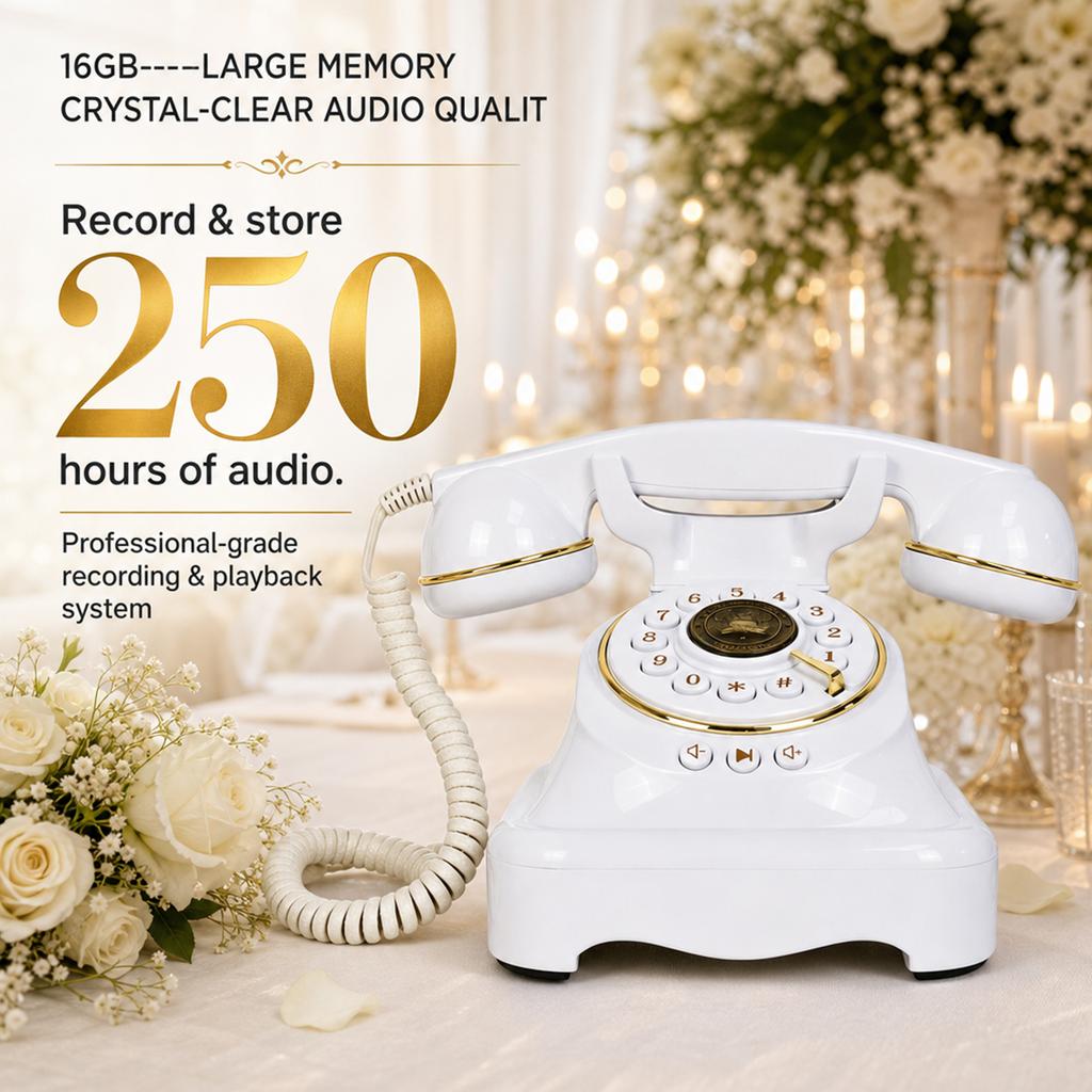 German Spot Shipment OEM/ODM Antique Colorful Retro Vintage Wedding Audio Guestbook With Recording Function Antique Telephone