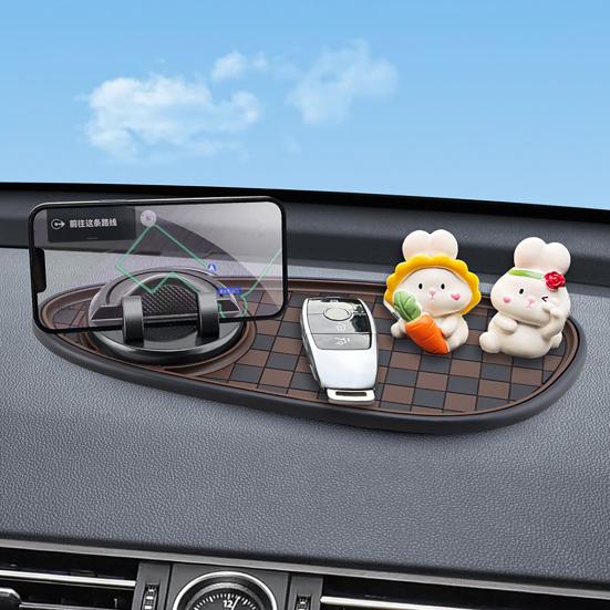 Car Anti Slip Pad Car Phone Holder with Night Glow Number Display Rotatable Dashboard Mount for Most Cars And