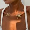 Летняя подвеска в виде морской звезды и ракушки, открытое колье-торк для женщин, металлическое колье-чокер, модные богемные украшения для отпуска