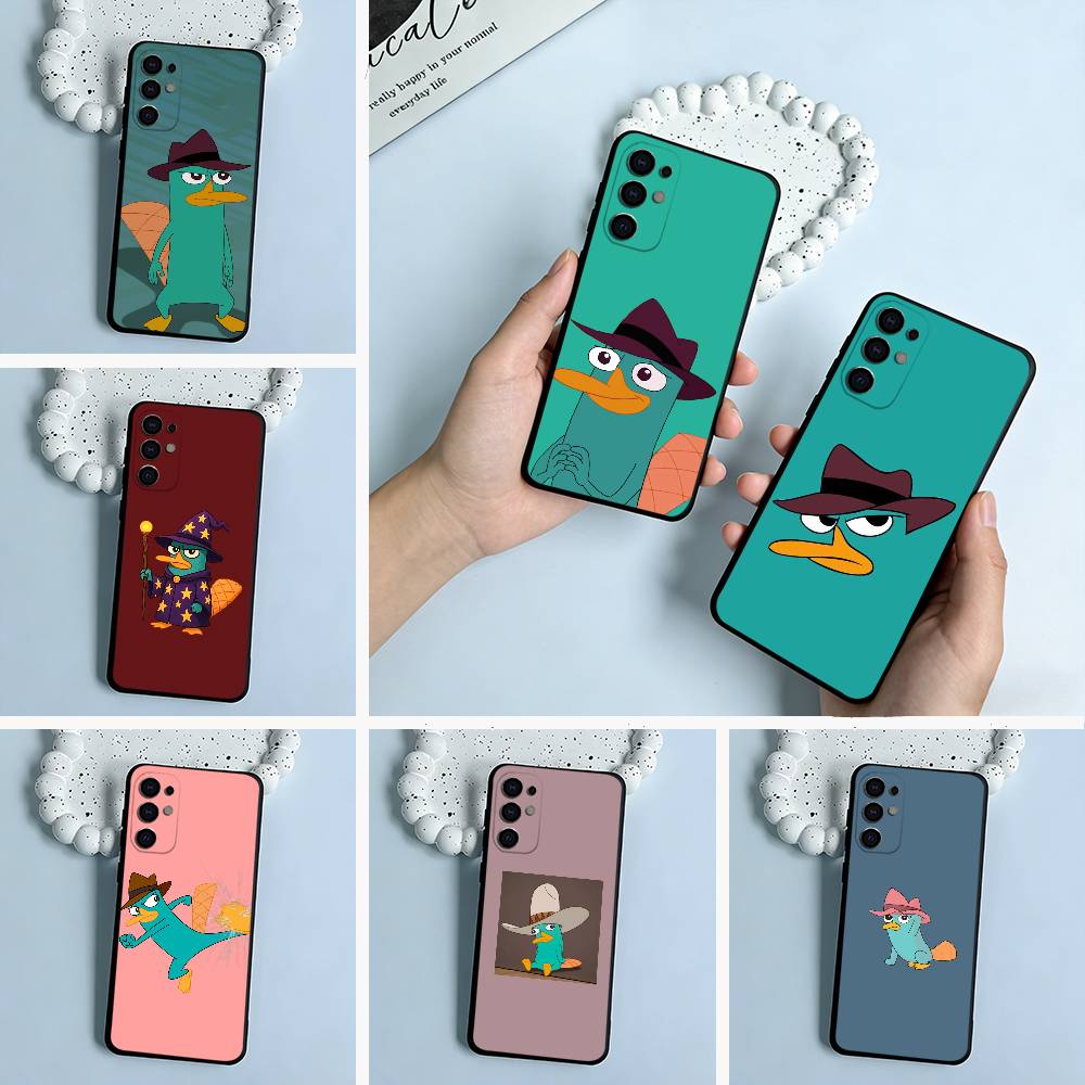 Черный мягкий силиконовый чехол для телефона P-Perry The P-Platypus для Samsung S25, S24, S21, S22, S23, S30, Ultra, S20, Plus, FE, Lite