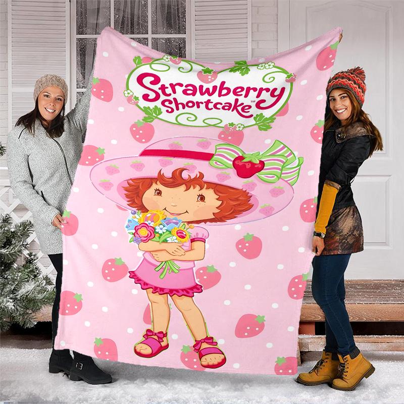 1pc Princess Strawberry1 Theme Blanket - Digital Print, Polyester, Cozy for All Seasons, Perfect for Outdoor, and Travel