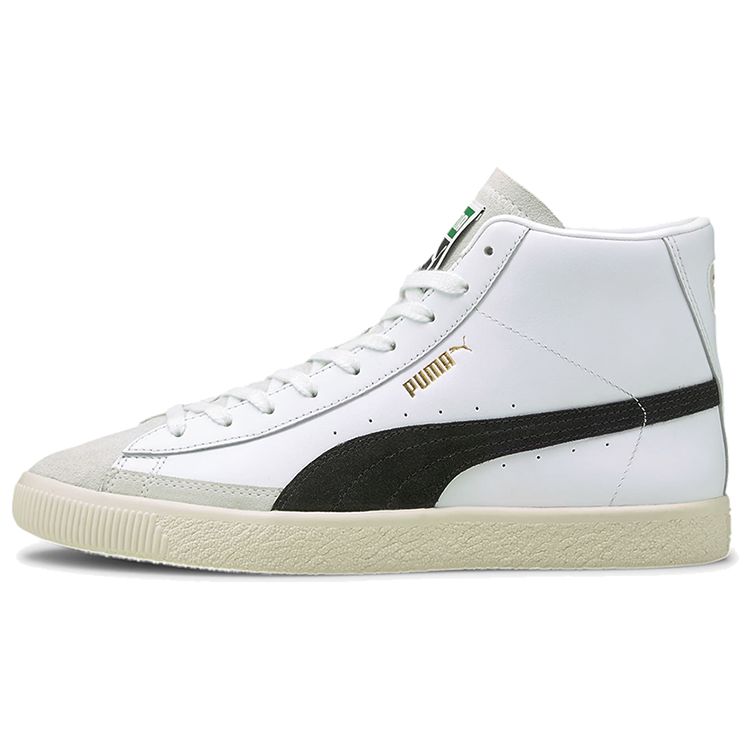 Puma Basket Mid Vintage White Black Men Sneakers Team-Gold 381245-01