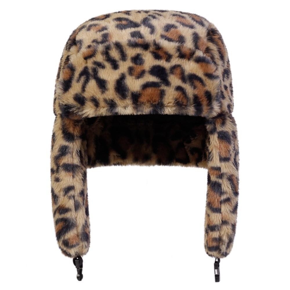 Thick Plush Trapper Hat Windproof Earflap Hat Warm Faux Fur Hat Outdoor Snow Sports