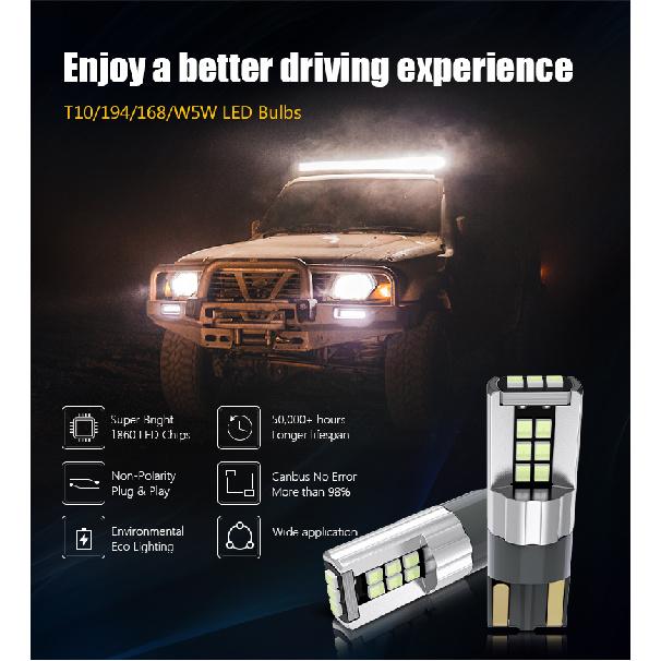 Oprah 2pcs W5W T10 LED Canbus No Error 2016SMD For Car Truck Interior Dome Lamp 194 168 Side Marker Signal Bulb White 12V Lights Dome Lights 6