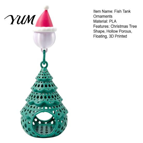 Aquarium Ornament for Holiday Season Christmas Tree Floating Hideout Ornament, Fish Shrimp Cave Shelter with Aquascaping Small Santa Hat Float, Hiding