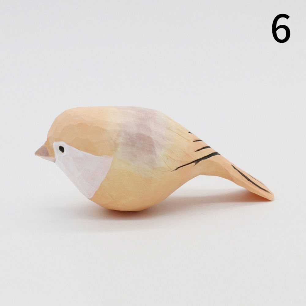 Handmade Small Bird Ornament Cute Wooden Bird Figurine Creative Wood Carving Bird Children's Toys