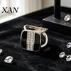 Silver Scarf Fastener Square Button, Vertical Rows of Rhinestone Design, Smooth Buckle Accessory Silk Elegant Clip for Shawls And Collars Black White