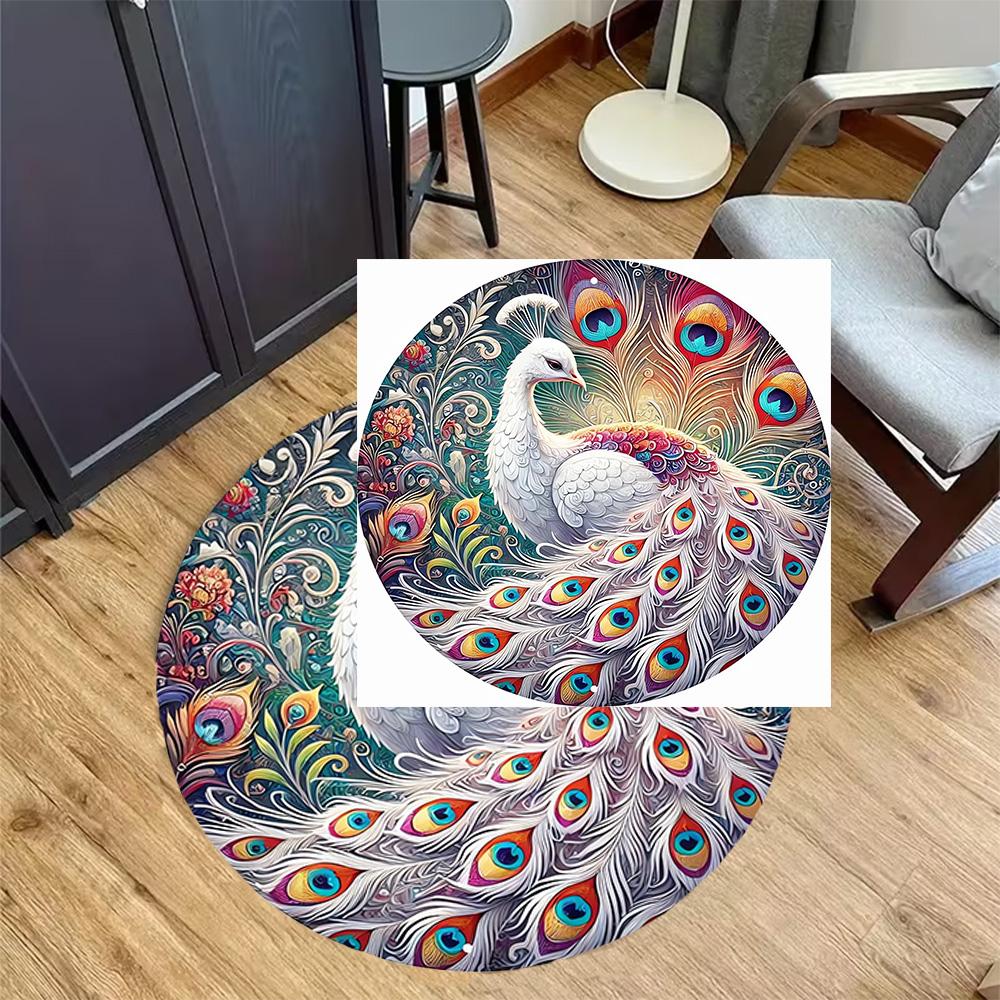 1pc home carpet peacock design non-slip rug for office decor and living room gift ideas