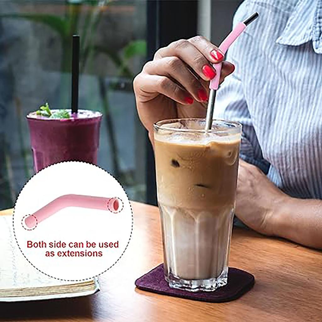 6 шт./компл. мягкие силиконовые чехлы для трубочек, металлические чехлы для наконечников трубочек, подходят для многоразовых насадок для трубочек из нержавеющей стали шириной 8 мм