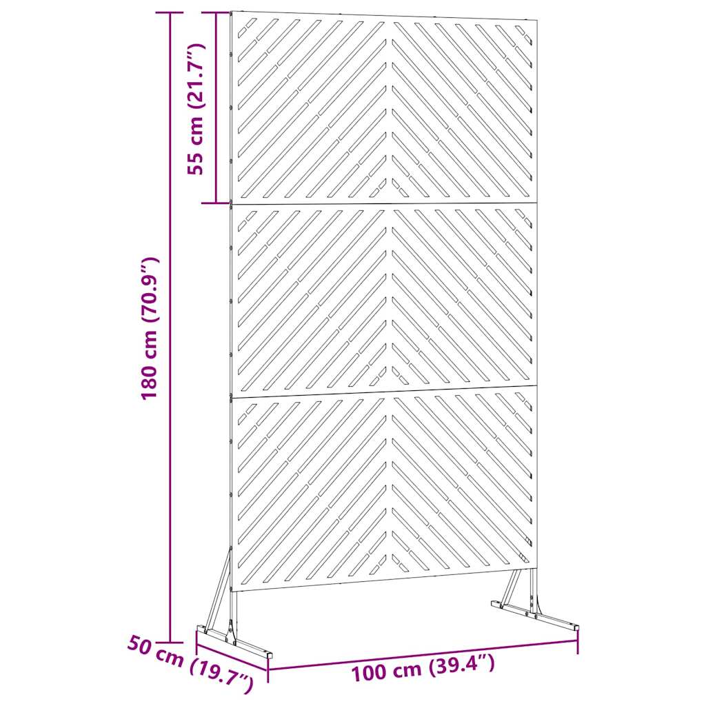 Privacy Screen Gray 100 x 50 x 180 cm Steel