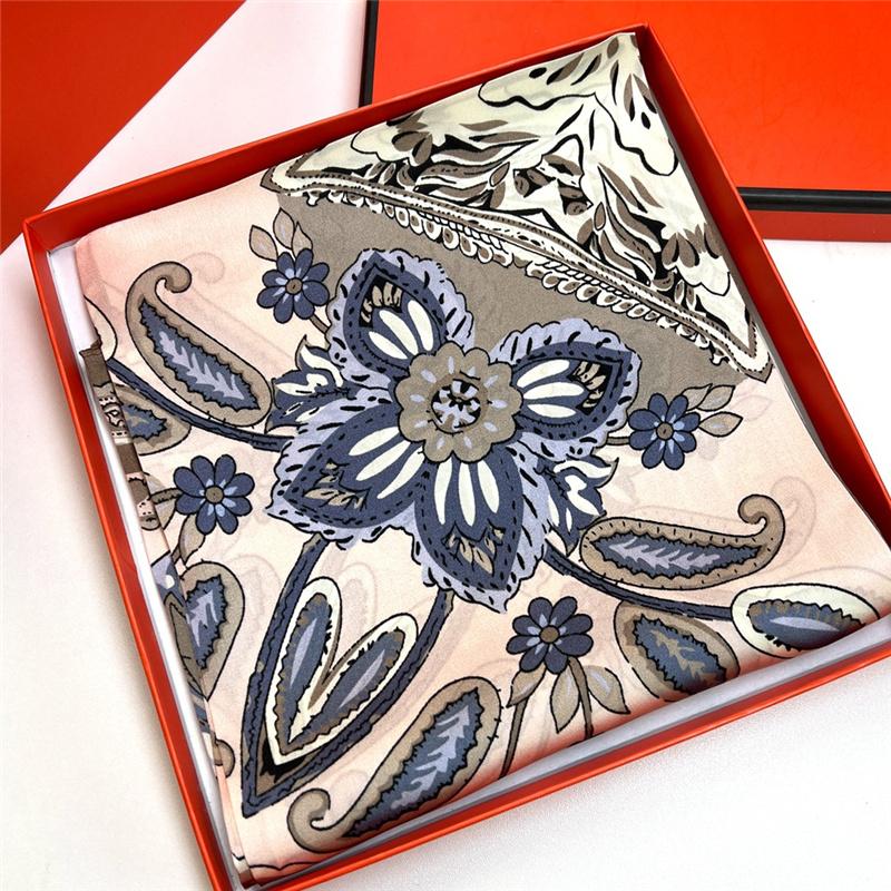 88*88cm 100% Mulberry Silk Retro Floral Garden Oil Painting Pattern Square Scarf Thin Sunblock Beach Towel Shawl Neckerchief
