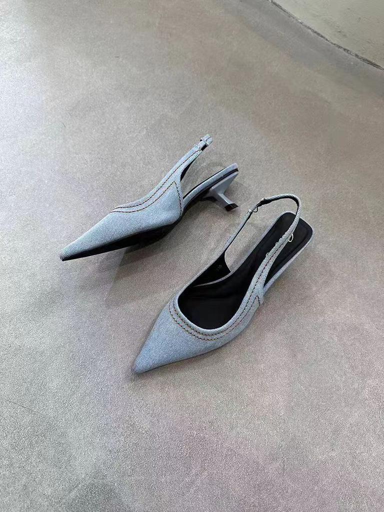 Дизайнерские летние джинсовые женские сандалии модные неглубокие туфли без застежек Singbacks женские туфли-гладиаторы для улицы