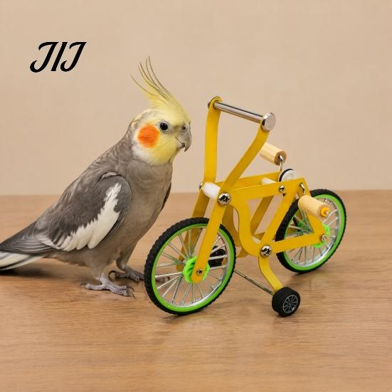 Bird Intelligence Toy Training Bike Toy, Interactive Bicycle Exercise Enrichment Anti Chew Educational for Lovebird Conures Parakeet Cockatiel