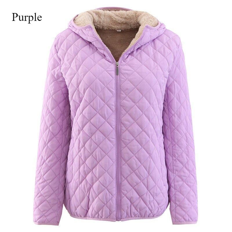 Women's Fashion Solid Color Wool Hooded Coat Warm Thick Cotton Close-fitting Casual Slim Jacket Large Size Tops