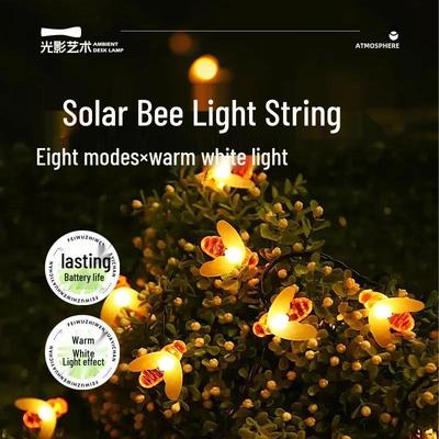 Солнечные уличные гирлянды с пчелами: 50 светодиодных водонепроницаемых украшений для патио и сада в виде насекомых и фей