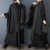 DIMANAF 2025 Осень Зима Большой Размер Рубашка Платье Женщины Длинный Рукав Винтаж Леди Свободный Топы Пуловер Черный