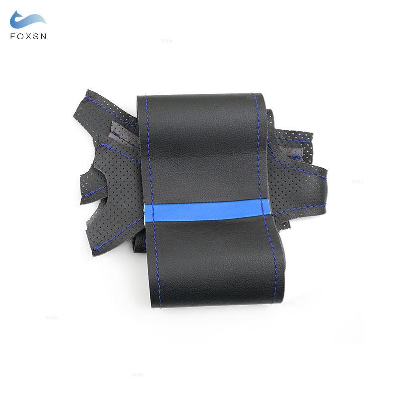 Для VW Golf 4 MK4 1998-2002 2003 2004 Для Passat B5 1996-2005 Старый автомобильный чехол на руль с отделкой из черной кожи с синим цветом