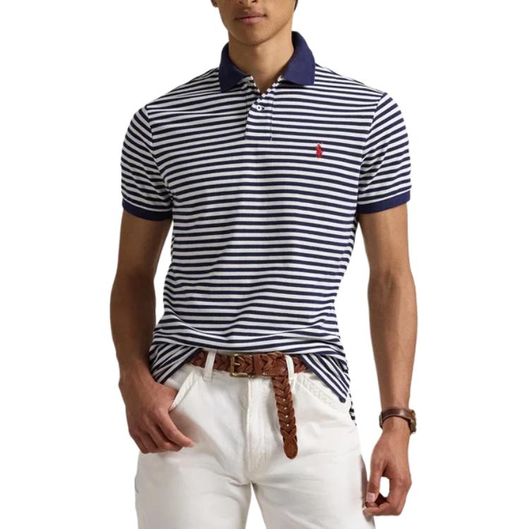 Polo Ralph Lauren Поло в полоску приталенного кроя Мужские топы Синий 710956682-001