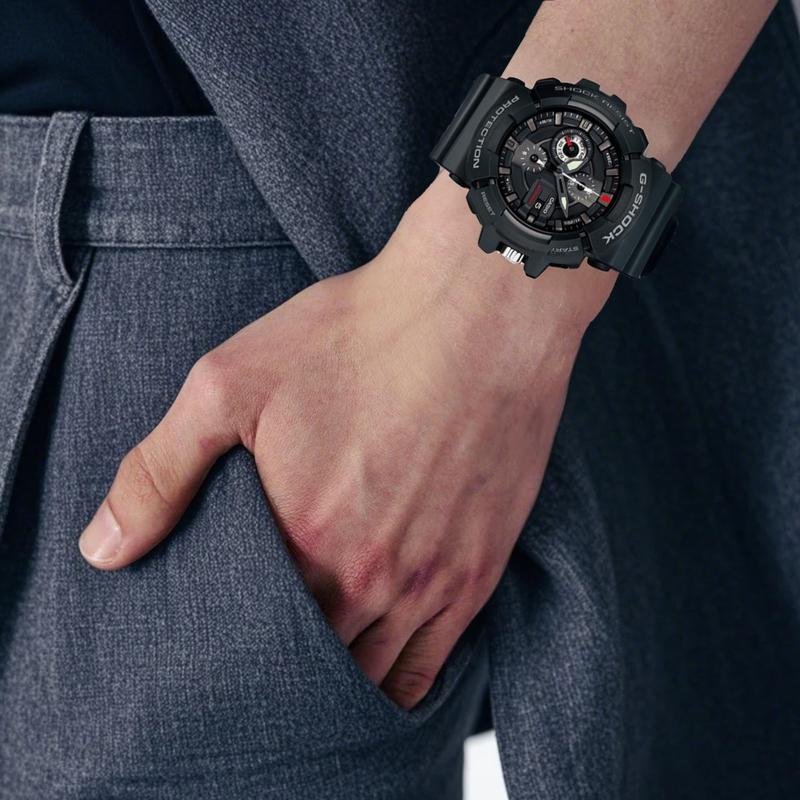 Casio Серия DIGITAL-Диск Черный Воин Водонепроницаемые, Ударопрочные и Антимагнитные Мужские Часы 3D Циферблат Полностью Металлические Стрелки Кварцевый Механизм GAC-100-1A