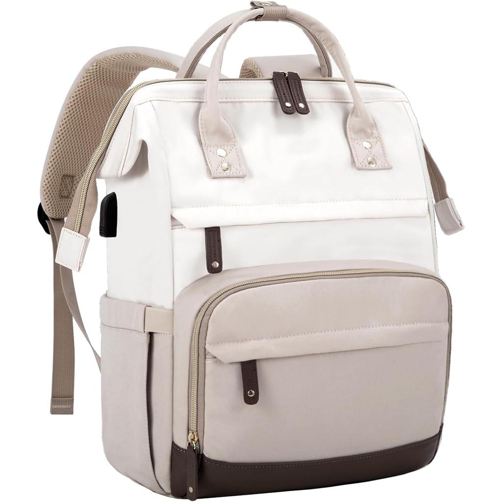 Women's Laptop Backpack, 15.6" Business Work Bag with USB, Large Waterproof College & Nurse Bookbag for Travel & School.