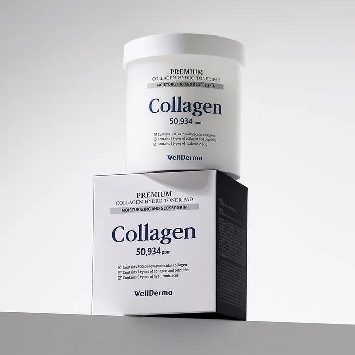 Премиальные гидротонер-подушечки с коллагеном Wellderm (60 пэдов)