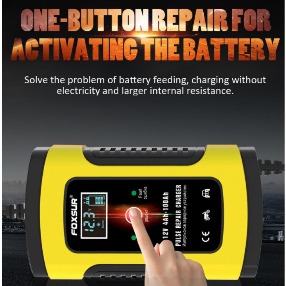 12 В 5 А импульсное зарядное устройство для ремонта аккумулятора мотоцикла автомобиля с ЖК-дисплеем, полностью интеллектуальное универсальное ремонтируемое свинцово-кислотное зарядное устройство