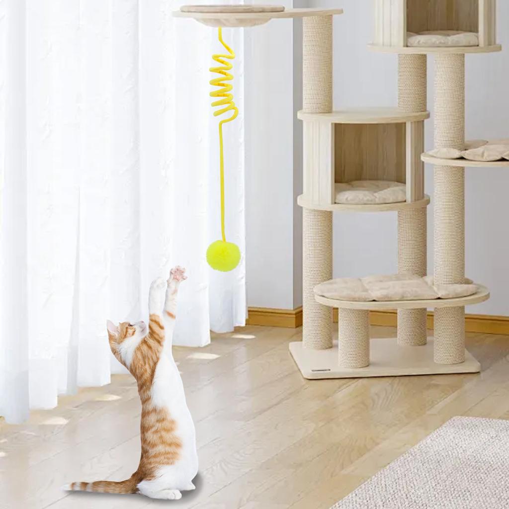 Hanging Catnip Ball Toy Retractable Interactive Cat Teasing Stick Cat Toy Indoor Play Exercise Physical Stimulation