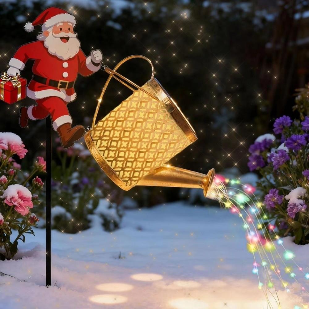 Weather Resistant Christmas Santa Solar Kettle Light Holiday Christmas Yard Lamp Christmas Season