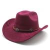 Ethnic Style Suede Western Cowboy Hat Woolen Jazz Top Hat Men And Women'S Ethnic Style Autumn And Winter Felt Hat Big Eaves Hat