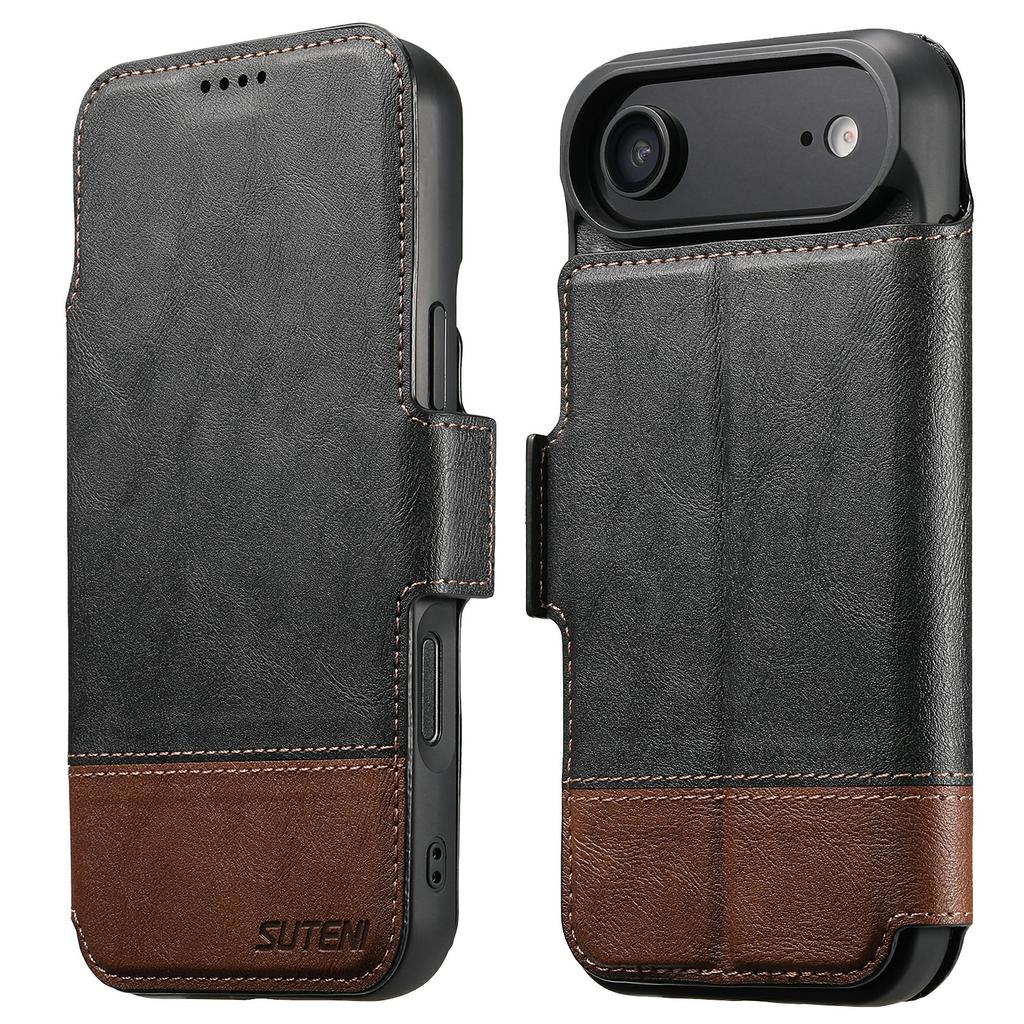 SUTENI Q-06 For iPhone 17 Air Case Color Splicing Magnetic Detachable Leather Phone Cover