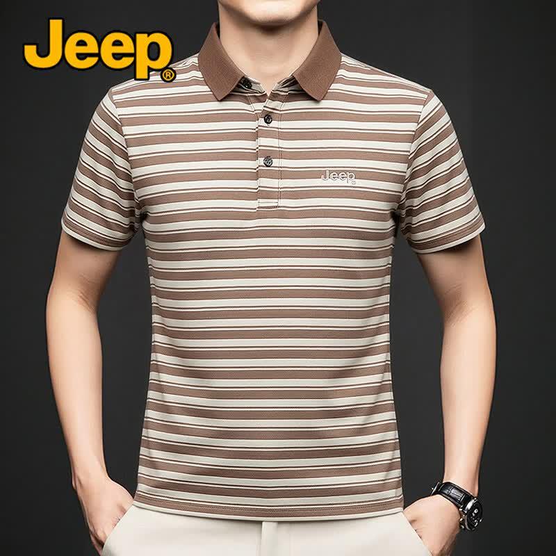 Jeep Мужская стильная и дышащая полосатая футболка-поло